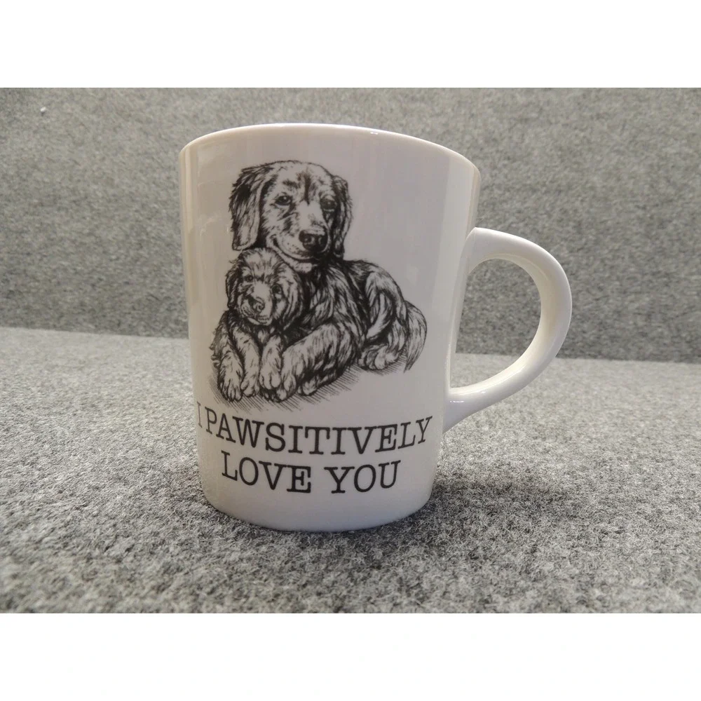 Williams Sonoma Mug Unisex OS White I Pawsitively Love You Dog Sketch Pun Art